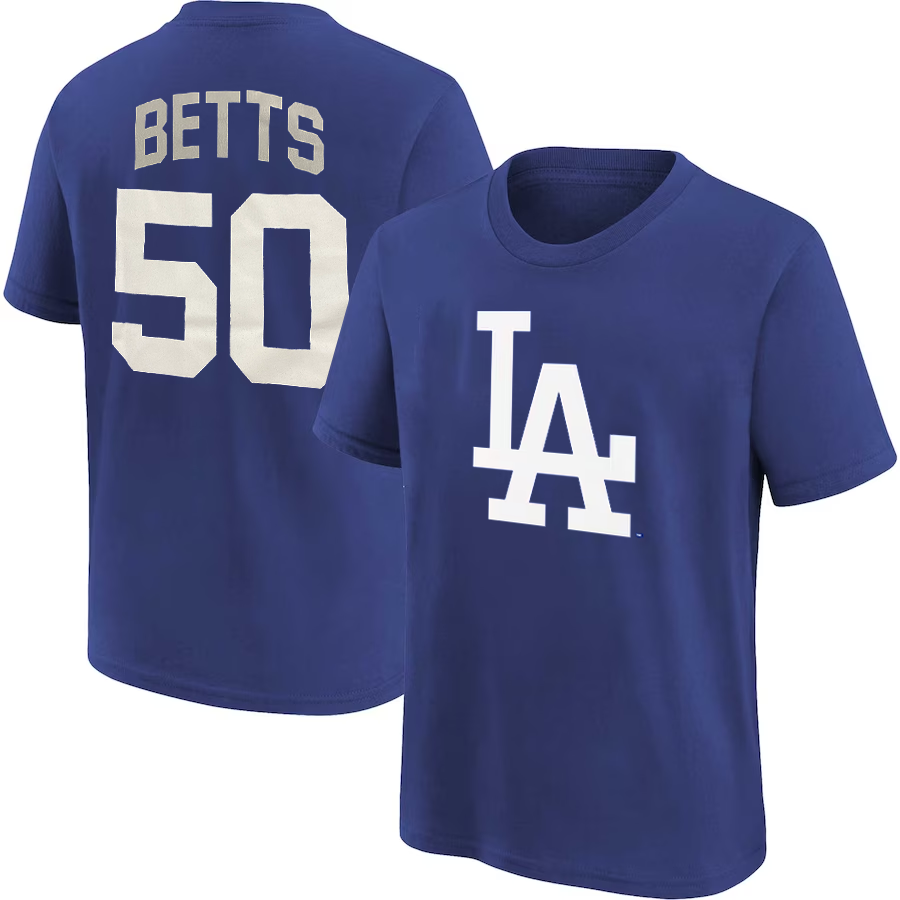 LOS ANGELES DODGERS MOOKIE BETTS KIDS NAME & NUMBER T-SHIRT