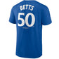 LOS ANGELES DODGERS MOOKIE BETTS MEN'S 2025 WORLD SERIES NAME & NUMBER T-SHIRT - BLUE