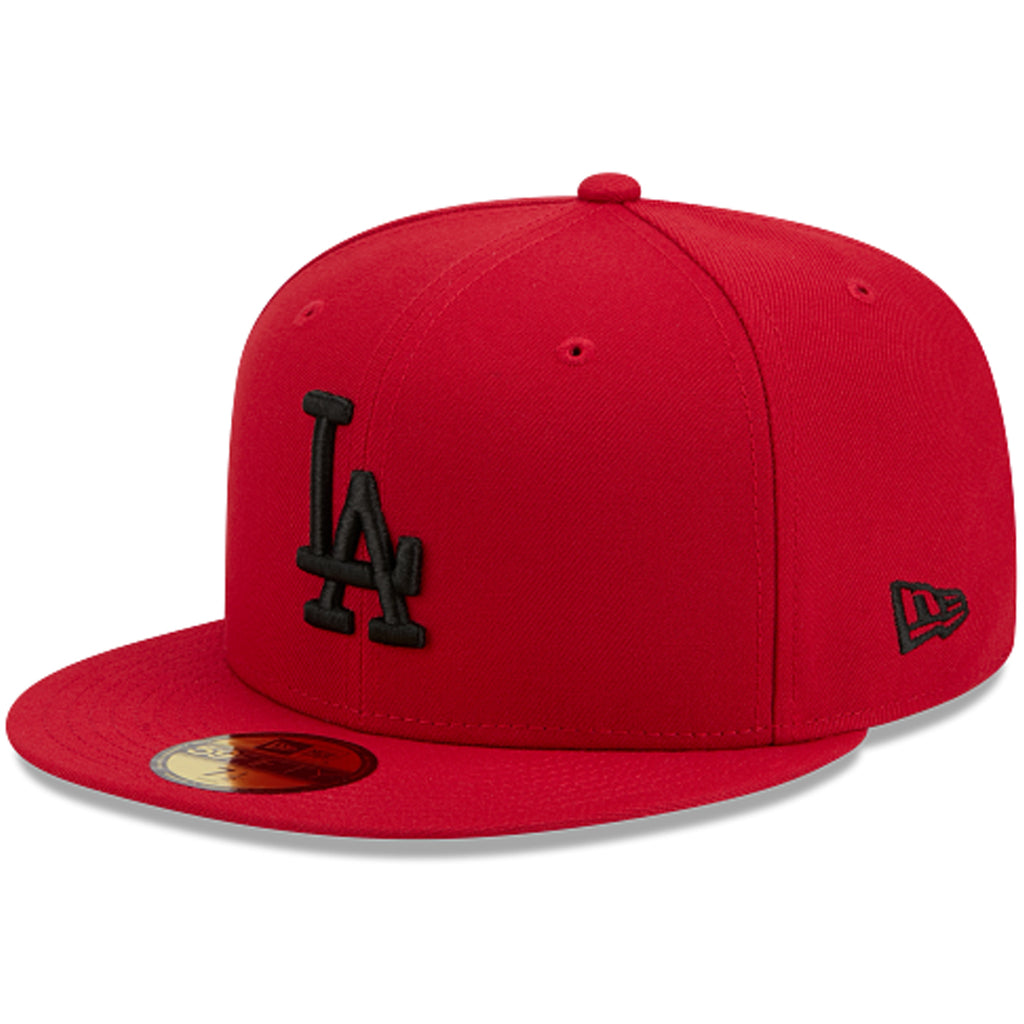 LOS ANGELES DODGERS NEW ERA COLOR BASIC 59FIFTY FITTED HAT - SCARLET RED/BLACK