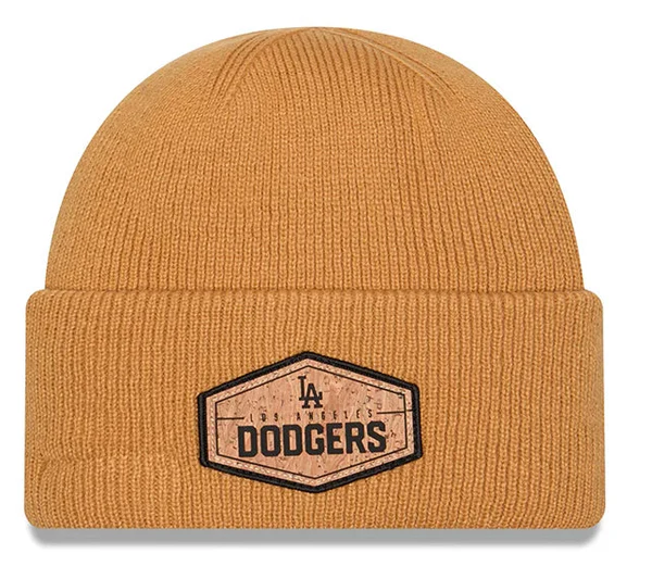 LOS ANGELES DODGERS NEW ERA CORK CUFFED KNIT - TAN