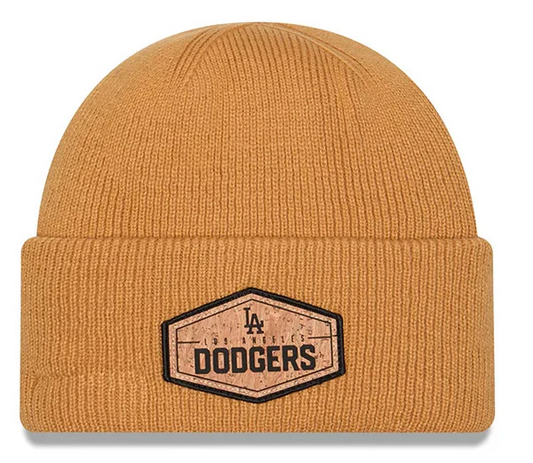 LOS ANGELES DODGERS NEW ERA CORK CUFFED KNIT - TAN