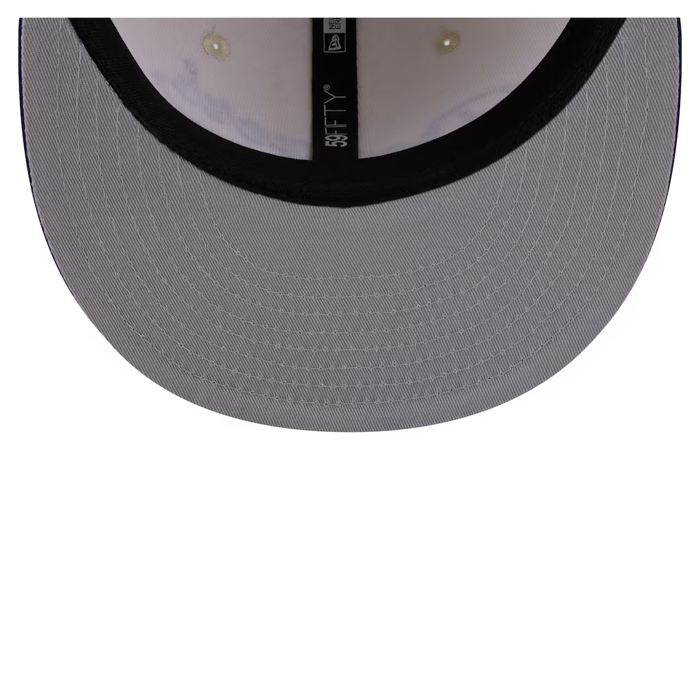 LOS ANGELES DODGERS NEW ERA TWO-TONE STITCH 59FIFTY FITTED HAT - CHROME WHITE/BLUE