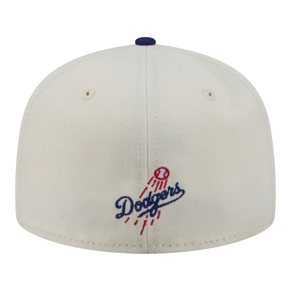 LOS ANGELES DODGERS NEW ERA TWO-TONE STITCH 59FIFTY FITTED HAT - CHROME WHITE/BLUE