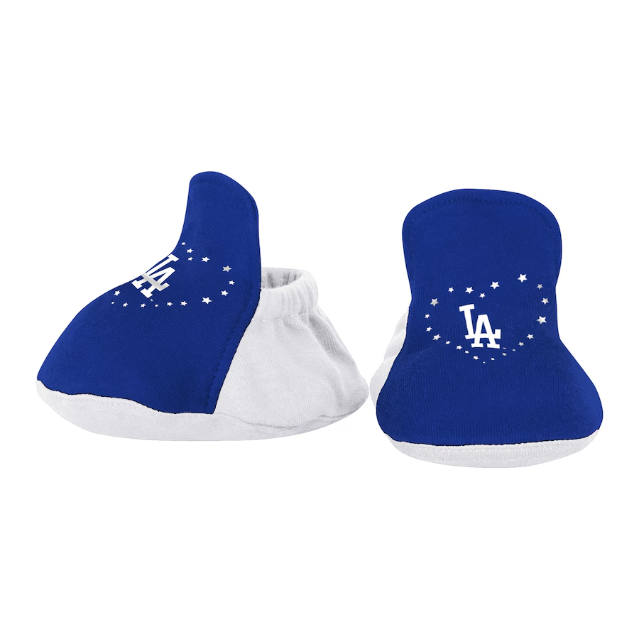 LOS ANGELES DODGERS NEWBORN FAN CHEER BODYSUIT, BIB, AND BOOTIE SET - BLUE