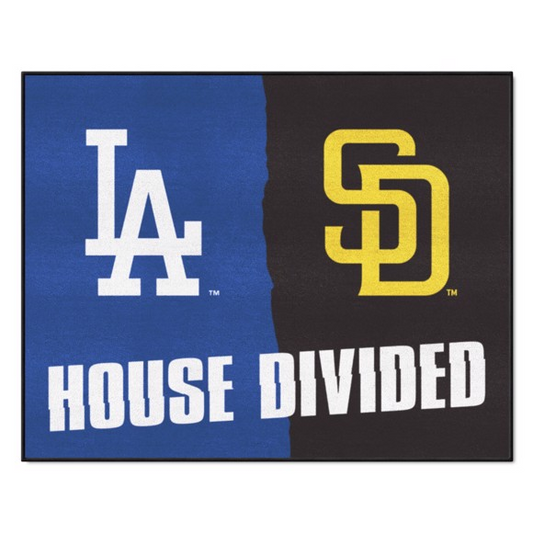 LOS ANGELES DODGERS / SAN DIEGO PADRES HOUSE DIVIDED 34" X 42.5" MAT