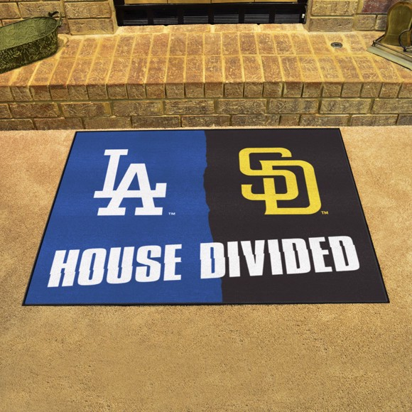 LOS ANGELES DODGERS / SAN DIEGO PADRES HOUSE DIVIDED 34" X 42.5" MAT