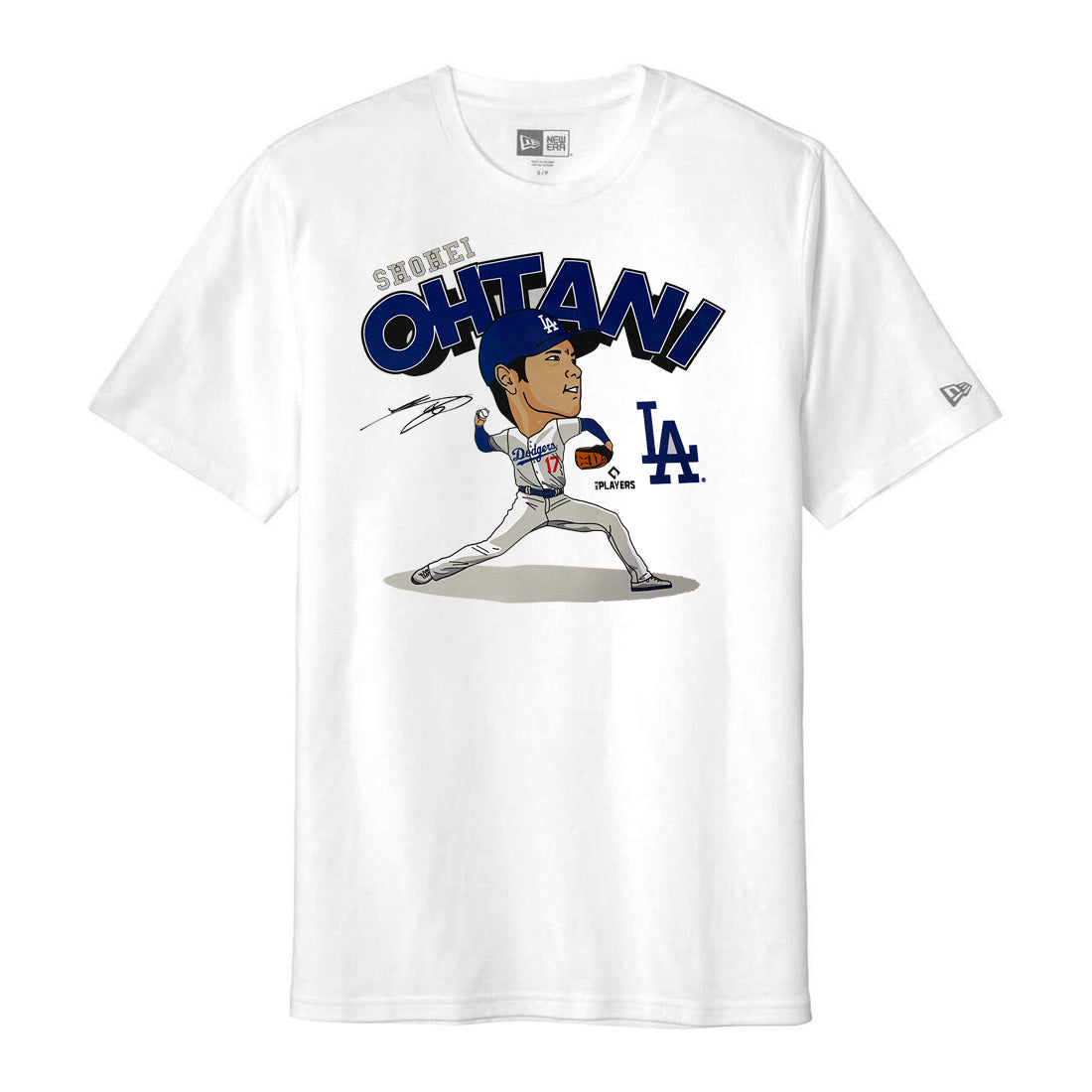 LOS ANGELES DODGERS SHOHEI OHTANI MEN'S PITCHING CARICATURE T-SHIRT