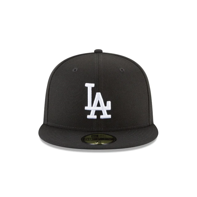 GORRA AJUSTADA 59FIFTY DE LA SERIE MUNDIAL 2020 CON PARCHE LATERAL DE LOS ANGELES DODGERS - NEGRO/BLANCO