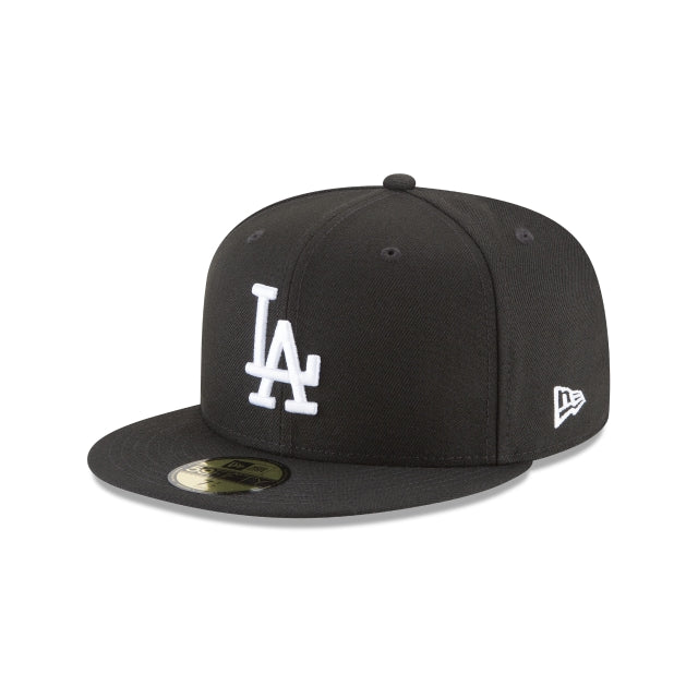 GORRA AJUSTADA 59FIFTY DE LA SERIE MUNDIAL 2020 CON PARCHE LATERAL DE LOS ANGELES DODGERS - NEGRO/BLANCO
