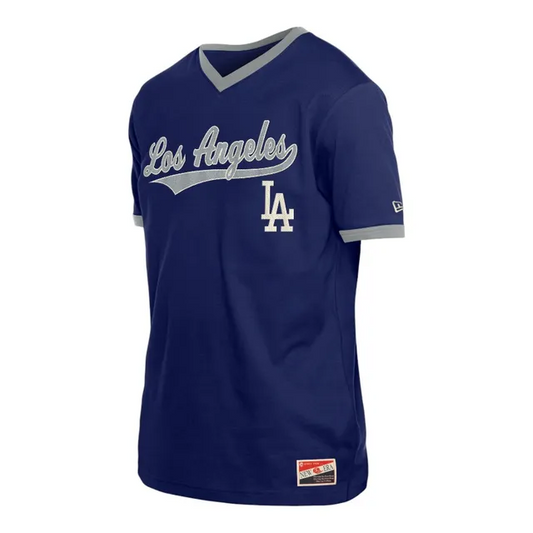 LOS ANGELES DODGERS TEAM SCRIPT V-NECK T-SHIRT - BLUE