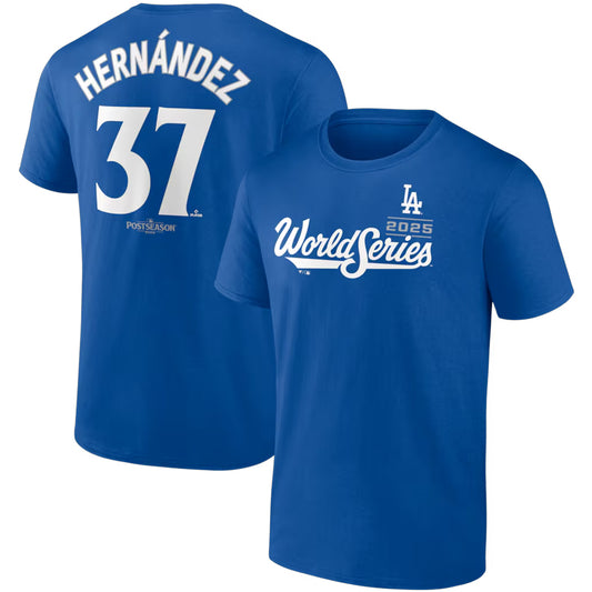 LOS ANGELES DODGERS TEOSCAR HERNANDEZ MEN'S 2025 WORLD SERIES NAME & NUMBER T-SHIRT - BLUE