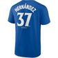 LOS ANGELES DODGERS TEOSCAR HERNANDEZ MEN'S 2025 WORLD SERIES NAME & NUMBER T-SHIRT - BLUE