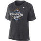 LOS ANGELES DODGERS WOMEN'S 2025 NATIONAL LEAGUE CHAMPIONS LOCKER ROOM T-SHIRT - GRAY