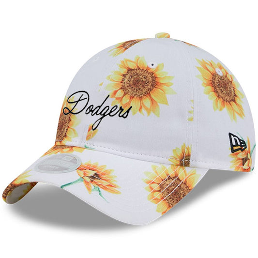 LOS ANGELES DODGERS WOMEN'S ADVENTURE SUNFLOWER 9TWENTY ADJUSTABLE HAT - WHITE
