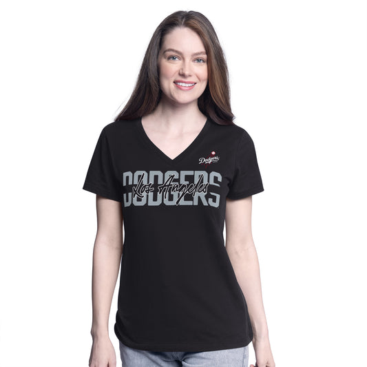 LOS ANGELES DODGERS WOMEN'S BATTER UP T-SHIRT - BLACK