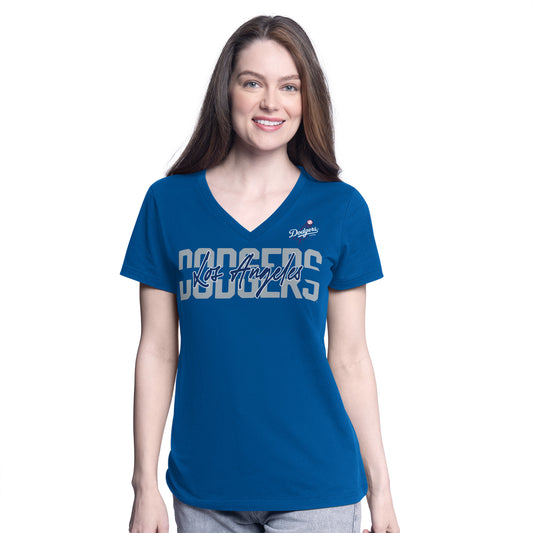 LOS ANGELES DODGERS WOMEN'S BATTER UP T-SHIRT - BLUE