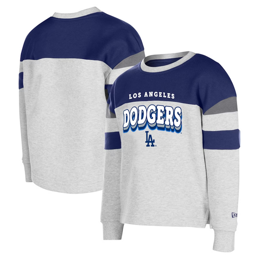 LOS ANGELES DODGERS WOMEN'S COLOR BLOCK TRIPLE NAME CREWNECK SWEATSHIRT