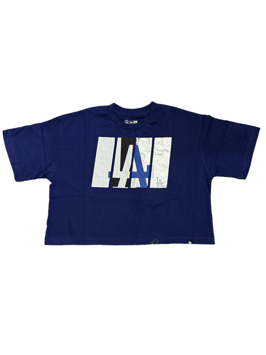 LOS ANGELES DODGERS WOMEN'S FOIL SPLIT CROP TOP