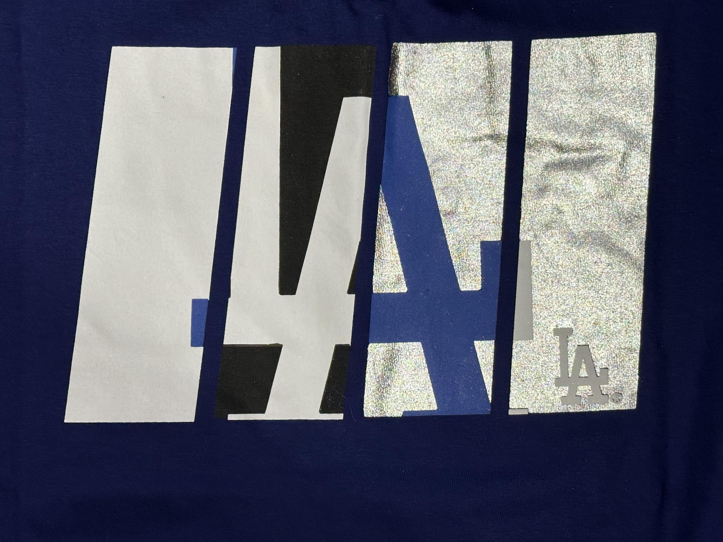LOS ANGELES DODGERS WOMEN'S FOIL SPLIT CROP TOP