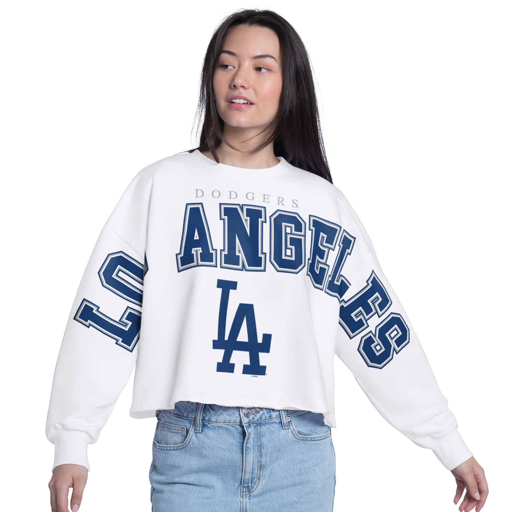 LOS ANGELES DODGERS WOMEN'S G-III 4HER BY CARL BANKS BLEACHERS SWEATSHIRT - WHITE