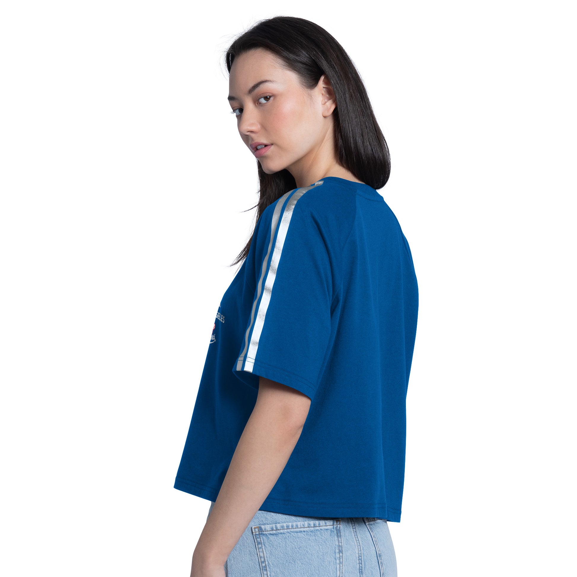 LOS ANGELES DODGERS WOMEN'S G-III 4HER BY CARL BANKS CLASSIC PLAY CROPPED T-SHIRT  - BLUE