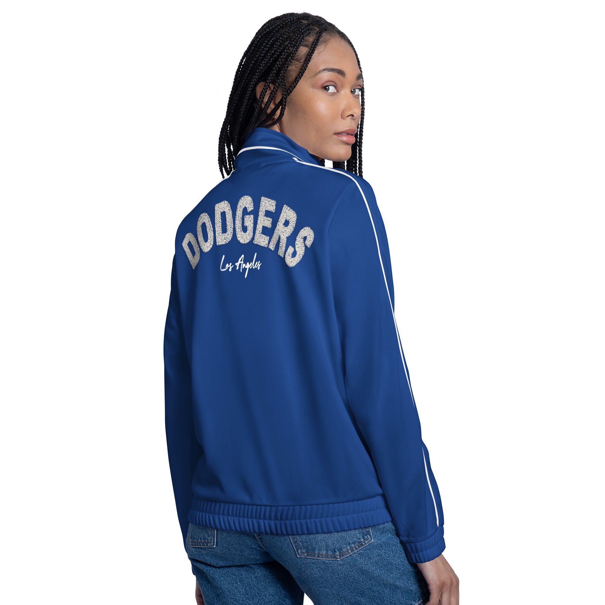 LOS ANGELES DODGERS WOMEN'S G-III 4HER BY CARL BANKS CROWD WAVE TRACK JACKET - BLUE