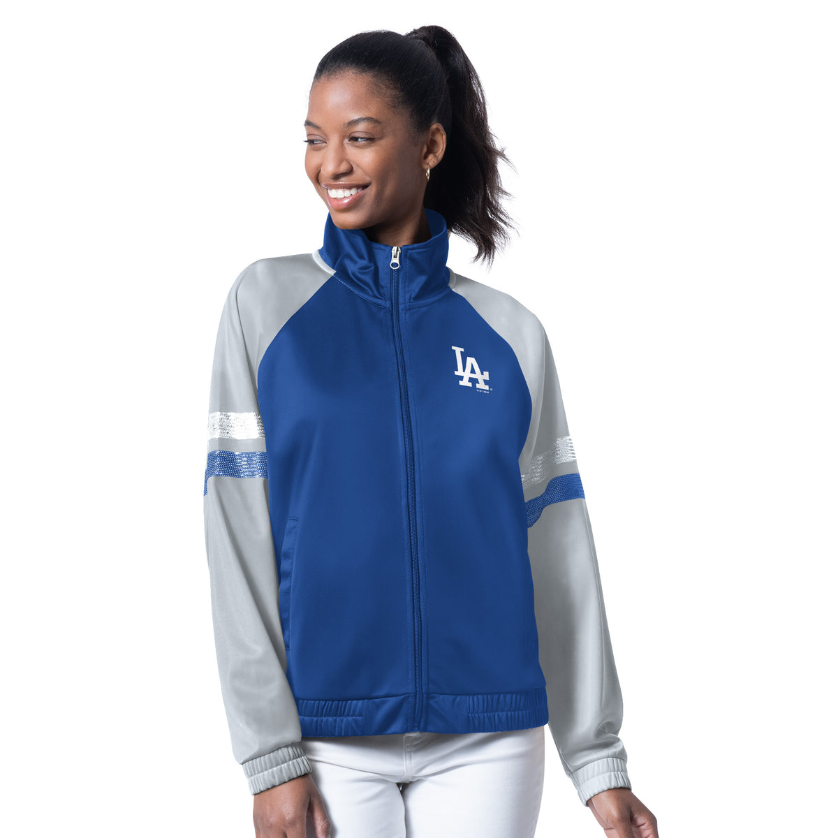 LOS ANGELES DODGERS WOMEN'S G-III 4HER BY CARL BANKS FAN BLING TRACK JACKET