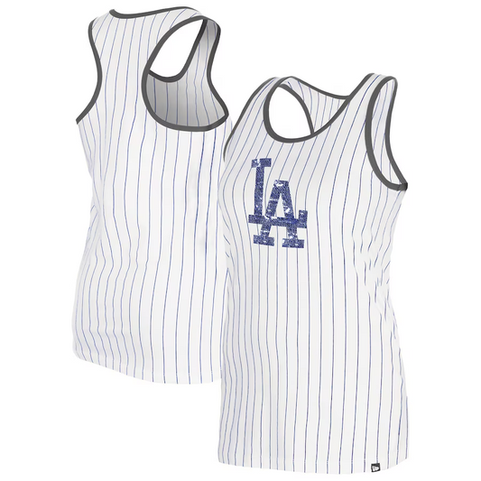 LOS ANGELES DODGERS WOMEN'S GAMEDAY SEQUIN PINSTRIPE TANK TOP - WHITE