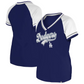 LOS ANGELES DODGERS WOMEN'S GLITTER SCRIPT RAGLAN V-NECK T-SHIRT - BLUE