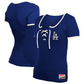 LOS ANGELES DODGERS WOMEN'S LACE TIE-NECK T-SHIRT - BLUE