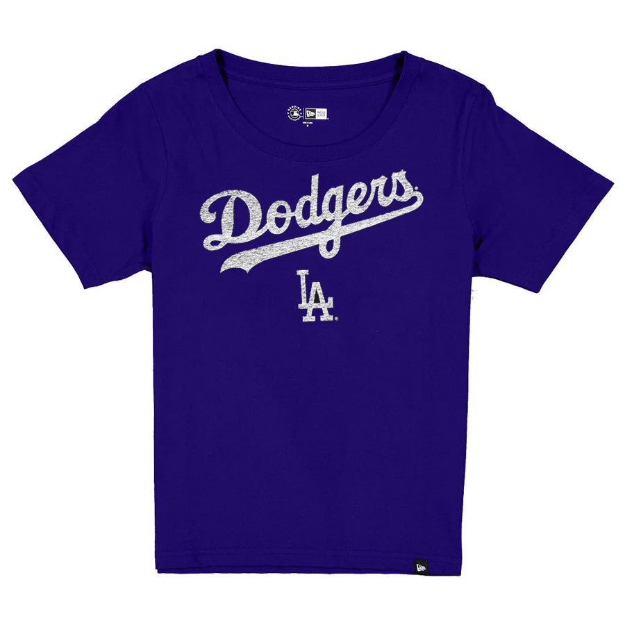 LOS ANGELES DODGERS WOMEN'S NEW ERA EVERGREEN BASIC T-SHIRT - BLUE