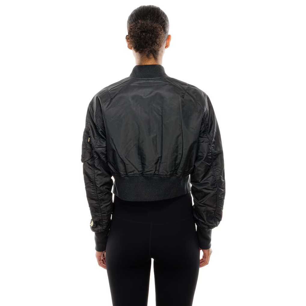 LOS ANGELES DODGERS WOMEN'S NEWERA X ALPHA INDUSTRIES CROPPED FULL-ZIP JACKET - BLACK/GOLD