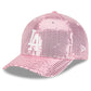 LOS ANGELES DODGERS WOMEN'S SEQUIN 9FORTY M-CROWN SNAPBACK HAT - PINK