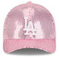 LOS ANGELES DODGERS WOMEN'S SEQUIN 9FORTY M-CROWN SNAPBACK HAT - PINK