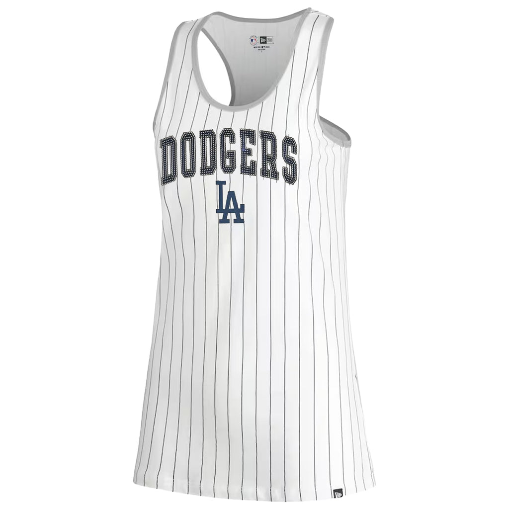 LOS ANGELES DODGERS WOMEN'S SEQUINS PINSTRIPE RACERBACK TANK TOP