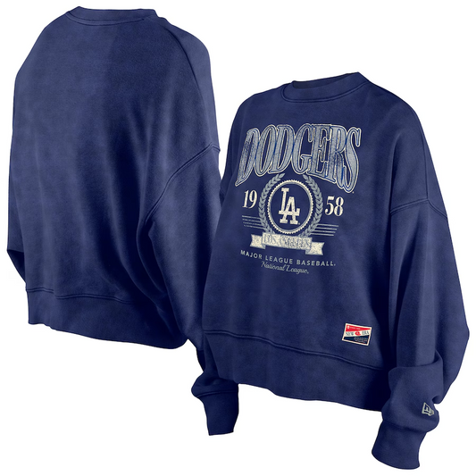 LOS ANGELES DODGERS WOMEN'S THROWBACK BOXY CREWNECK SWEATSHIRT - BLUE