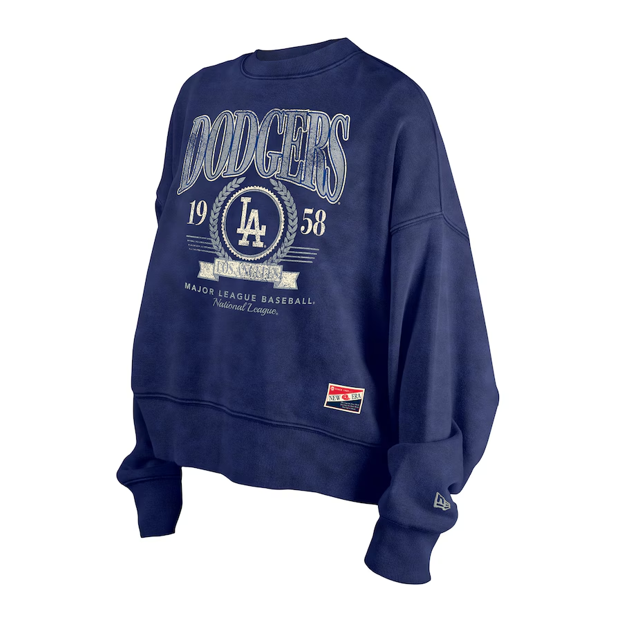 LOS ANGELES DODGERS WOMEN'S THROWBACK BOXY CREWNECK SWEATSHIRT - BLUE
