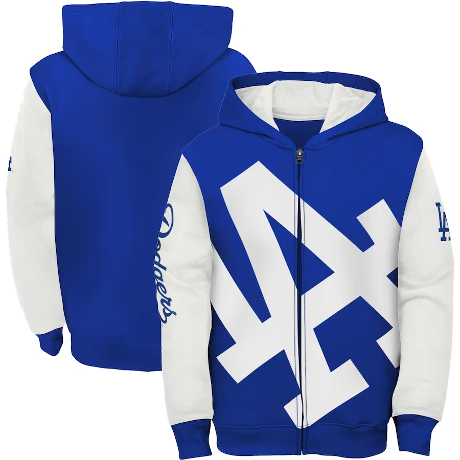 LOS ANGELES DODGERS YOUTH POSTER BOARD ZIP-UP HOODED SWEATSHIRT