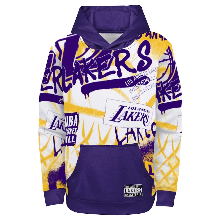 LOS ANGELES LAKERS KIDS SPRAY BALL SUBLIMATED HOODED SWEATSHIRT