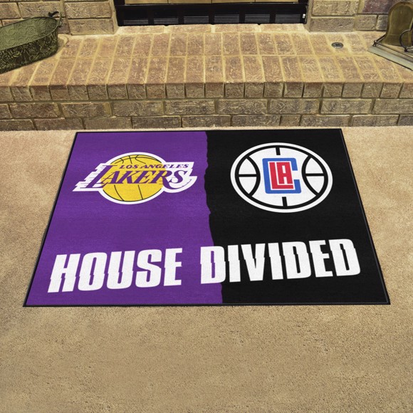 LOS ANGELES LAKERS / LOS ANGELES CLIPPERS HOUSE DIVIDED 34" X 42.5" MAT