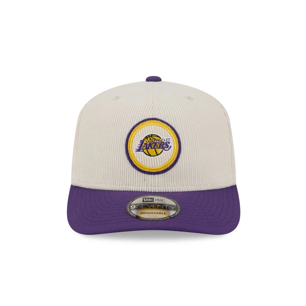 LOS ANGELES LAKERS LOYAL CORDUROY 9SEVENTY STRETCH-SNAP ADJUSTABLE HAT - CHROME WHITE/PURPLE