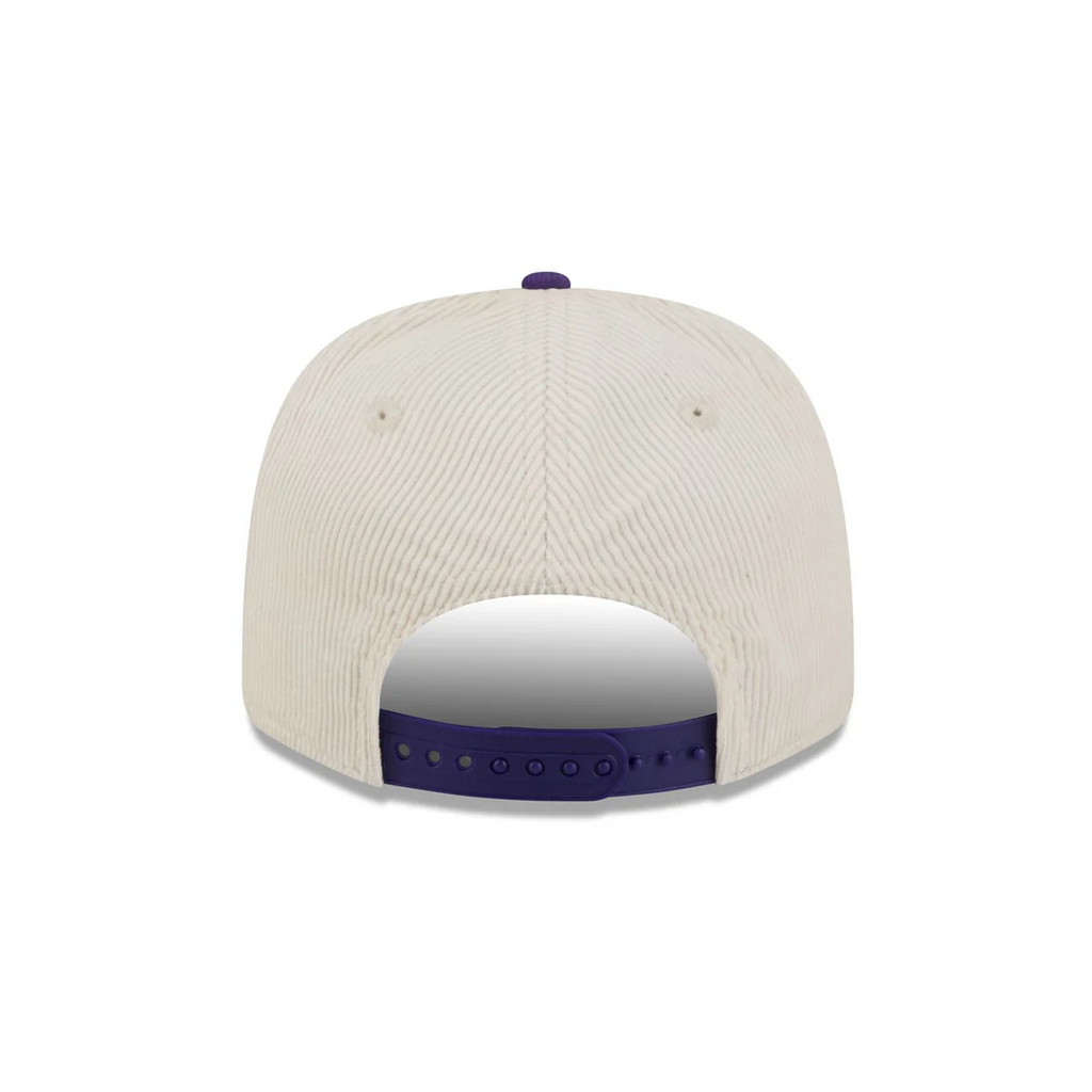 LOS ANGELES LAKERS LOYAL CORDUROY 9SEVENTY STRETCH-SNAP ADJUSTABLE HAT - CHROME WHITE/PURPLE