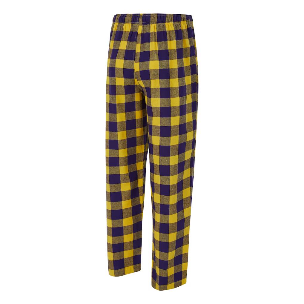 LOS ANGELES LAKERS MEN'S COLLEGE CONCEPTS AVONDALE T-SHIRT & FLANNEL PANT SLEEPWEAR SET - PURPLE/GOLD