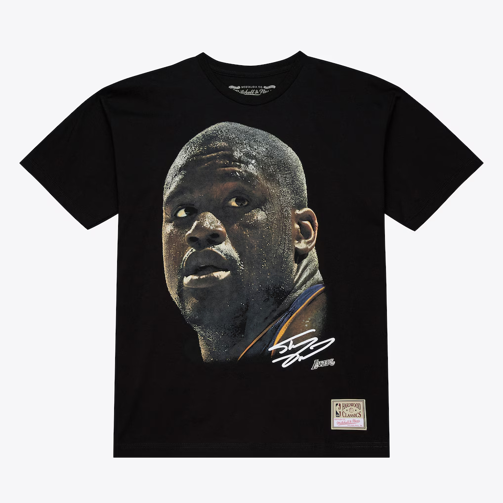 LOS ANGELES LAKERS SHAQUILLE O'NEAL MEN'S MITCHELL & NESS REAL BIG FACE T-SHIRT - BLACK