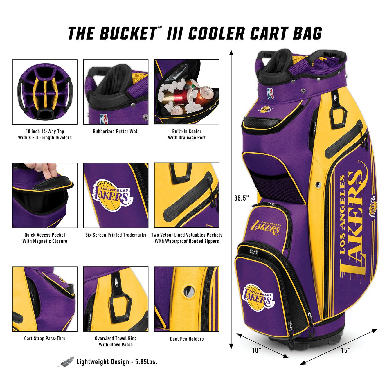LOS ANGELES LAKERS TEAM EFFORT BUCKET III COOLER CART GOLF LOS ANGELES LAKERS TEAM EFFORT BUCKET III COOLER CART GOLF