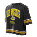 LOS ANGELES LAKERS WOMEN'S NEW ERA LIFE STYLE STONE WASH BOXY CROPPED T-SHIRT - BLACK