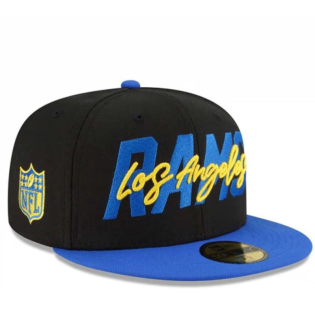 LOS ANGELES RAMS 2022 NFL DRAFT HAT 59FIFTY FITTED HAT - BLACK/BLUE