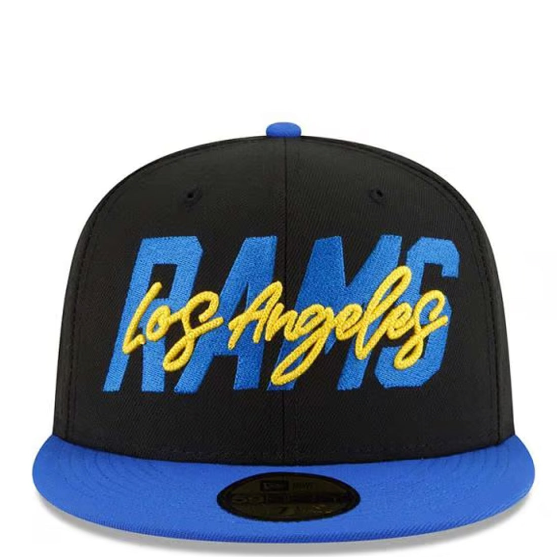 LOS ANGELES RAMS 2022 NFL DRAFT HAT 59FIFTY FITTED HAT - BLACK/BLUE
