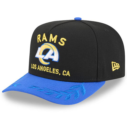 LOS ANGELES RAMS 2025 NFL DRAFT 9FIFTY A-FRAME SNAPBACK HAT - BLACK/BLUE