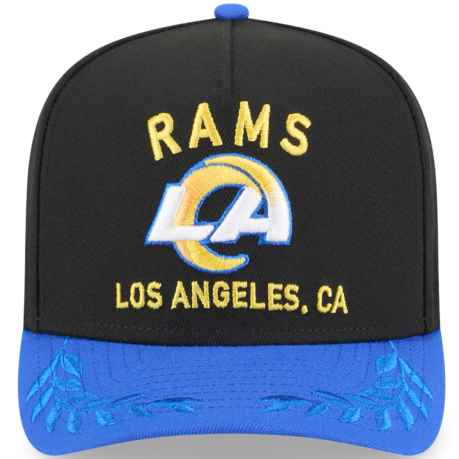 LOS ANGELES RAMS 2025 NFL DRAFT 9FIFTY A-FRAME SNAPBACK HAT - BLACK/BLUE
